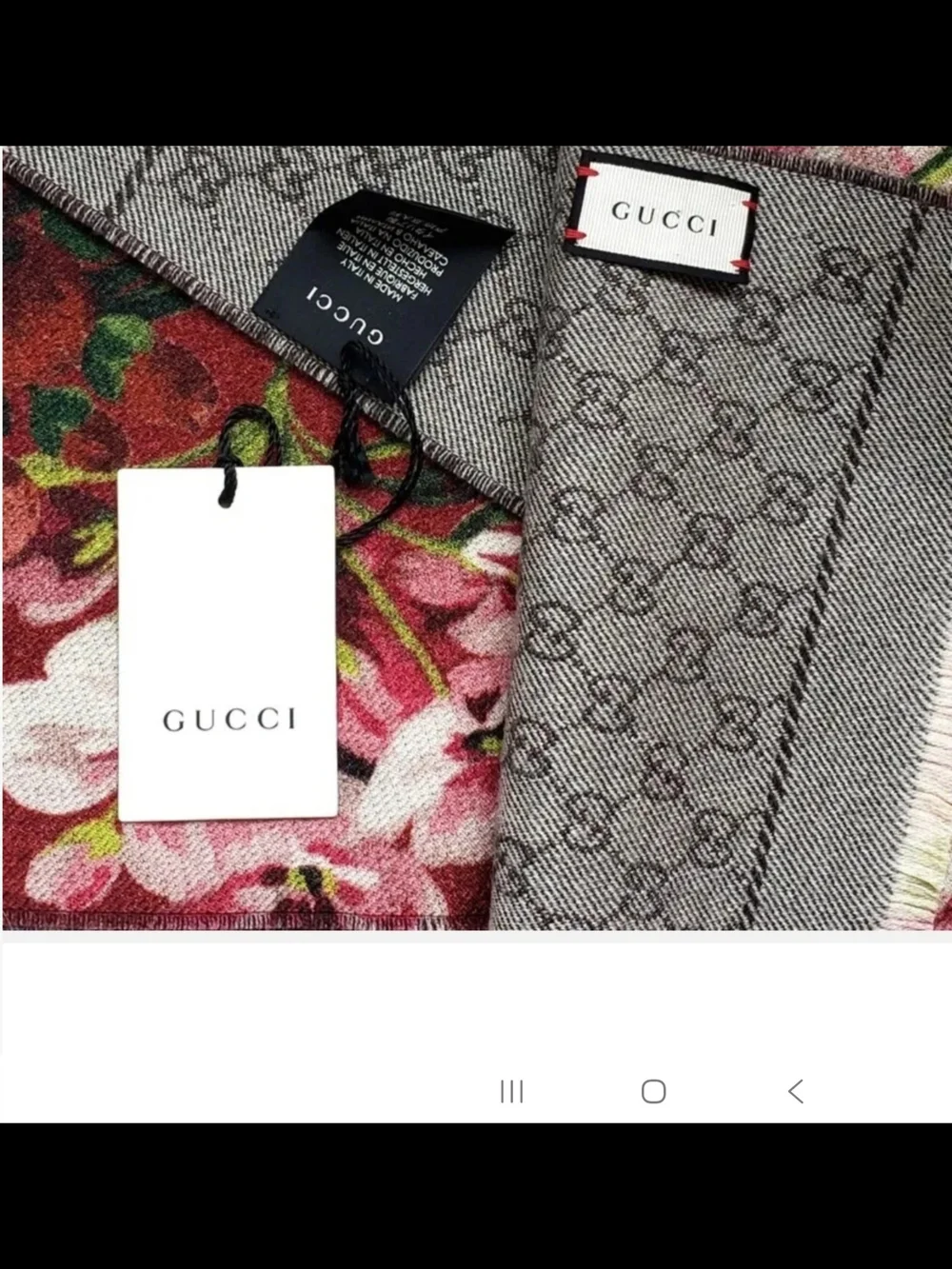 GUCCI GG Guccissima Red Floral Wool Miniorophin Scarf NWT